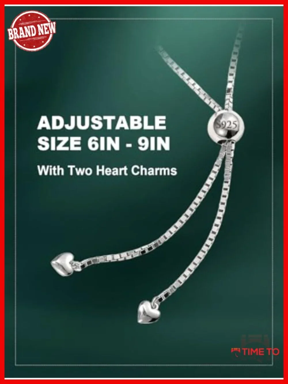 Sterling Silver Tennis Bracelet with Emerald Cut Stones and Adjustable Slider